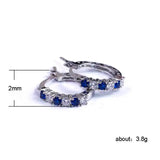 925 Silver Earrings Round Sapphire Gemstones Fine Jewelry Wedding Party