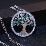 925 Silver Necklace Green Tree of Life Pendant Jewelry
