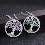 925 Silver Necklace Green Tree of Life Pendant Jewelry