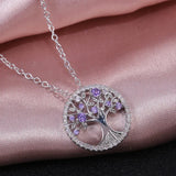 925 Silver Necklace Green Tree of Life Pendant Jewelry