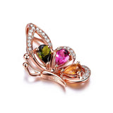 925 Silver Necklace Colorful Gem Butterfly Pendant Wedding Gift