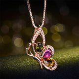 925 Silver Necklace Colorful Gem Butterfly Pendant Wedding Gift
