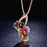 925 Silver Necklace Colorful Gem Butterfly Pendant Wedding Gift
