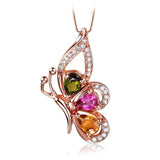 925 Silver Necklace Colorful Gem Butterfly Pendant Wedding Gift