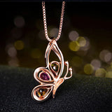 925 Silver Necklace Colorful Gem Butterfly Pendant Wedding Gift