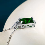 Emerald Square Pendant Necklace for Women, 925 Sterling Silver Clavicle Chain