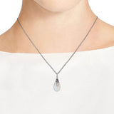 Moonstone Teardrop Water Drop Pear Necklace 925 Sterling Silver Pendant