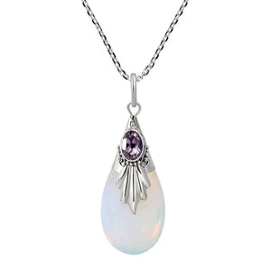 Moonstone Teardrop Water Drop Pear Necklace 925 Sterling Silver Pendant