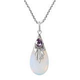 Moonstone Teardrop Water Drop Pear Necklace 925 Sterling Silver Pendant