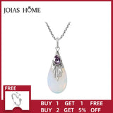 Moonstone Teardrop Water Drop Pear Necklace 925 Sterling Silver Pendant