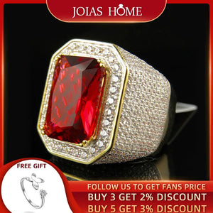 925 Silver Square Ruby Men's Ring Anniversary Gift Size 8-12