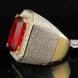 925 Silver Square Ruby Men's Ring Anniversary Gift Size 8-12