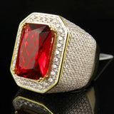 925 Silver Square Ruby Men's Ring Anniversary Gift Size 8-12