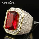 925 Silver Square Ruby Men's Ring Anniversary Gift Size 8-12