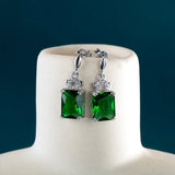 925 Silver Vintage Earrings Green Emerald Gemstones Wedding Party