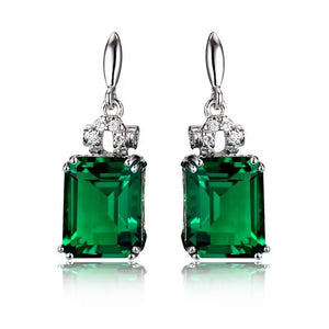 925 Silver Vintage Earrings Green Emerald Gemstones Wedding Party