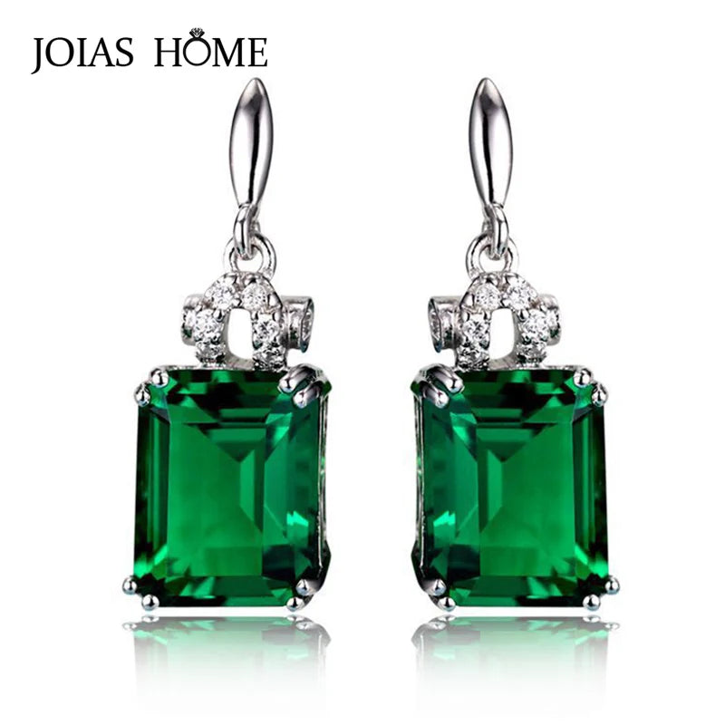 925 Silver Vintage Earrings Green Emerald Gemstones Wedding Party