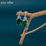 925 Silver Vintage Earrings Green Emerald Gemstones Wedding Party