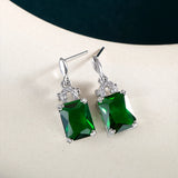 925 Silver Vintage Earrings Green Emerald Gemstones Wedding Party