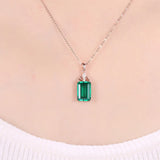 925 Silver Emerald Necklace for Women Wedding Jewelry