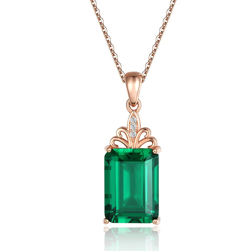 925 Silver Emerald Necklace for Women Wedding Jewelry