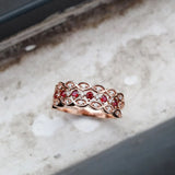 925 Silver Women's Ring European American Princess Rose Ruby Engagement