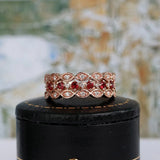 925 Silver Women's Ring European American Princess Rose Ruby Engagement