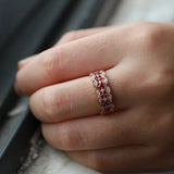 925 Silver Women's Ring European American Princess Rose Ruby Engagement