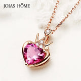 925 Silver Rose Love Crown Amethyst Pendant Necklace
