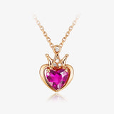 925 Silver Rose Love Crown Amethyst Pendant Necklace
