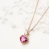 925 Silver Rose Love Crown Amethyst Pendant Necklace