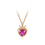 925 Silver Rose Love Crown Amethyst Pendant Necklace