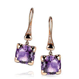 925 Silver Earrings Amethyst Rose Formula Shape