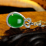 925 Silver Necklace Pendant Emerald Zircon Heart Micro-set Necklace