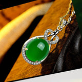 925 Silver Necklace Pendant Emerald Zircon Heart Micro-set Necklace