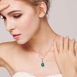925 Silver Necklace Pendant Emerald Zircon Heart Micro-set Necklace
