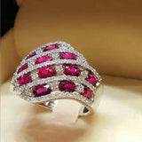 925 Silver Ring with Sapphire Conch Shape, Size 6-10