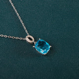 Silver 925 Geometry Gemstone Pendant Aquamarine Necklace