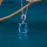 Silver 925 Geometry Gemstone Pendant Aquamarine Necklace