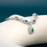 925 Silver Necklace with Round Emerald Gemstones
