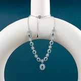 925 Silver Necklace with Round Emerald Gemstones