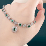 925 Silver Necklace with Round Emerald Gemstones