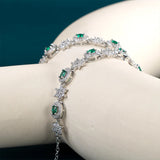 925 Silver Necklace with Round Emerald Gemstones