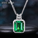 925 Silver Necklace Square Emerald Zircon Jewelry