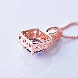 925 Silver Necklace Rose Square Ruby Pendant Women's Gift
