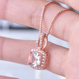 925 Silver Necklace Rose Square Ruby Pendant Women's Gift