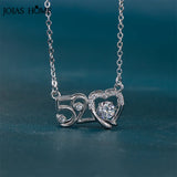 Heart Pendant Women's Silver Necklace Micro Paved Zircon Wing Jewelry
