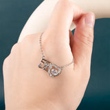Heart Pendant Women's Silver Necklace Micro Paved Zircon Wing Jewelry