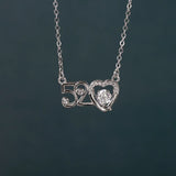 Heart Pendant Women's Silver Necklace Micro Paved Zircon Wing Jewelry