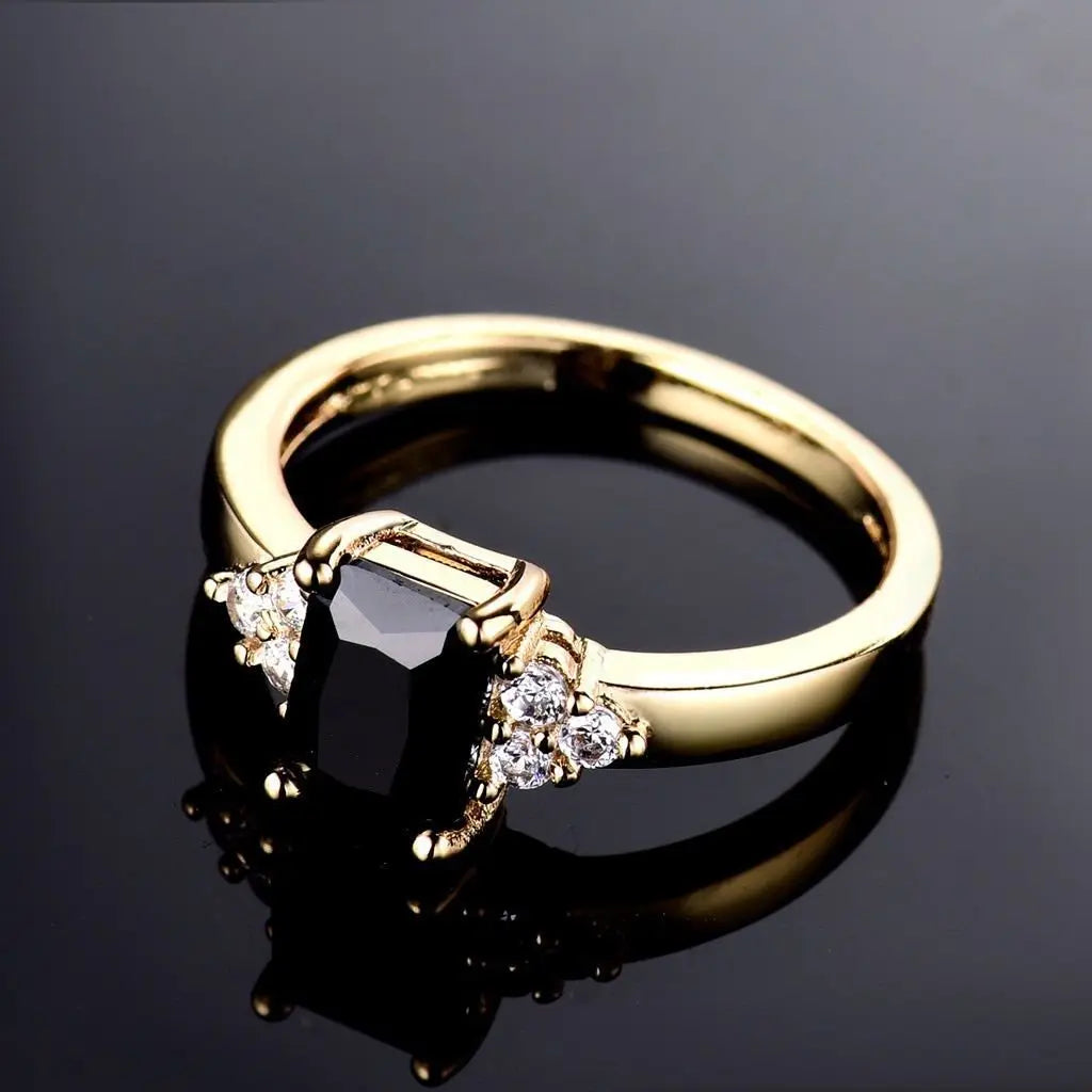 Silver Ring With Square Gemstones Size 6-10